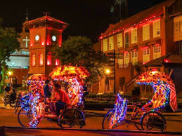 Malacca Kitsch Trishaws By Night By Christ Church Malacca Malaysia Melaka