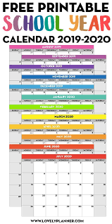 Free Printable School Year Calendar Monthly Pages 2019 2020 Lovely Planner Teacher Appreciation Printables School Calendar Planner Printables Free