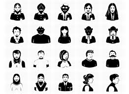 Black And White Icons People 20 Vector Photoshop Avatar Icons Black And White Artwork Vector Free Material Design Background