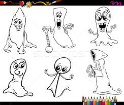 Ghostbusters cartoon printable coloring page beckadoodles. Halloween Ghosts Coloring Page Vector Illustration C Izakowski 6286412 Stockfresh