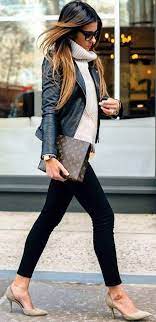 3 Work Attires 3 Winter 3 Cozy 3 Leather Jacket 3 High Neck Sweater 3 Fashion Casual Street Style Work Fashion