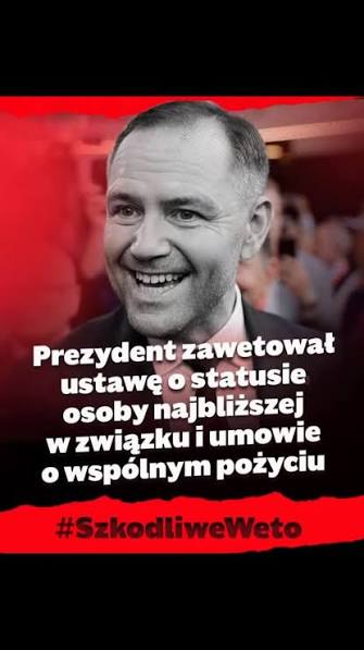 Dzisiejsze prezydenckie weto to wyraz pogardy ze strony Nawrockiego do ludzi i zabieranie im szczęścia Dziś przegrał zwykły, ludzki, zdrowy rozsądek. Karol Nawrocki zawetował ustawę o statusie osoby ...