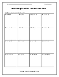 177 slope intercept form worksheet templates are collected for any of your needs. Standard Form Identifying X And Y Intercepts Worksheet By Algebra Funsheets