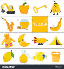Download Learn The Primary Colors Yellow Different Objects In Yellow Color Educational Material For Children And Toddlers Teaching Colors Primary Colors Yellow Color