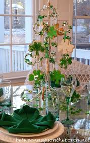St Patrick S Day Table Setting With Shamrock Cookie Tree Centerpiece St Patrick S Day Decorations Clover Napkins Table Settings