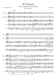 Disney Lion King Be Prepared Brass Quintet Brass Quintet Trumpet Music Sheet Music