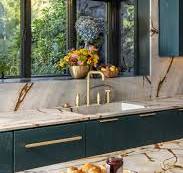 Blue Roma Quartzite Slab – Golden Veins, Soft Blue Hue ...