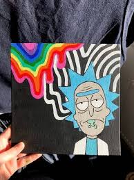 Rick And Morty Easy Drawings Mini Canvas Art Hippie Painting Small Canvas Art