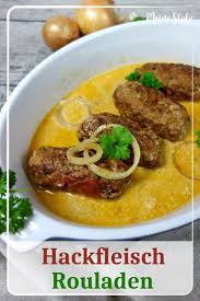 Hackfleischrouladen Mit Sahne Zwiebel Sauce Meinestube Rezept Fleisch Gerichte Rezepte Fleisch