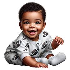 Afro Baby Boy Football Clipart: Baby Shower PNG (digital Download)