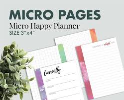 Micro Happy Planner Happy Planner Printable Planner Etsy Happy Planner Planner Inserts Printable Planner Pages