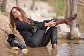 Shop our great selection of jeans overalls & save. Wetlook By Cute Girl In Denim Overalls Tricot Tights And High Heels Wetfoto Com
