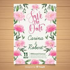Vector watercolor flower wedding invitation template (free, ai & eps). Wedding Invitation Template With Watercolor Peony Flowers Nohat Free For Designer
