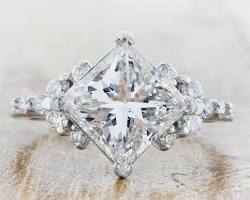 Image of Princess cut diamond unique setting ring