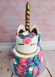 Unicorn Happy Birthday Rose Gold Cake Unicorn Rosette Cake Tiered Cakes Birthday Unicorn Birthday Cake Cake