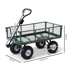400kg Mesh Garden Cart Steel Removable Sides Trolley Wagon Atv Trailer Balck Gardeon Garden Cart Atv Yard Tractors