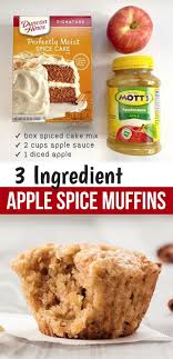 3 Ingredient Cake Mix Apple Spice Muffins So Quick Easy Recipe In 2020 Spice Cake Mix Recipes 3 Ingredient Cakes Spiced Apples