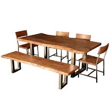 Browse our log dining room furniture to find the perfect dining table package. Farmhouse Rustic Solid Wood Live Edge Dining Table Chair Set For 6