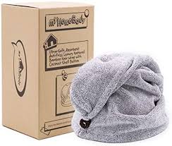 Hair experts are against vigorous towel drying, warning it further damages split ends and can lead to dry hair and frizziness. Myhomebody Hair Towel Wrap Luxury Anti Frizz Rapid Dry Hair Drying Turban Ultra Soft And Quick Drying Absorbent Bamboo Cotton With Button Bonus 8 Piece Set Of Phone Cord Hair Ties Buy