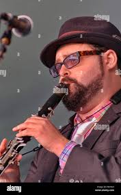 Klezmer clarinetist Michael Winograd performs at the Richmond Folk  Festival, Richmond, VA Stock Photo