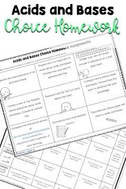 Acids Bases And The Ph Scale Choice Board Free Science Skills Homework Assignments Middle School Science Classroom