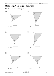 Unknown Angles In A Triangle In 2020 Play To Learn Printable Worksheets Division Worksheets