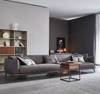 Sofa ruang tamu kain abu-abu teknis abad pertengahan modern