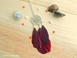 Collier Sautoir Attrape Reves Argente Et Rouge Bordeaux Style Etsy Pendant Necklace Long Necklace Pendant