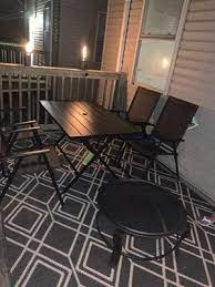 Some square patio dining sets can be shipped to you at home, while others can be picked up in store. Mainstays Greyson Square Patio 5 Piece Folding Dining Set Included 4 Chairs And 1 Table Black Walmart Com Walmart Com