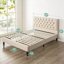 Complete with a sleek metal structure and headboard and footboard with a distinctive wood grain pattern, this foundation provides optimal support for. Zinus Upholstered Modern Classic Tufted Platform Bed Queen Mattressima