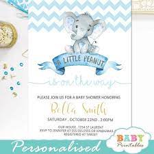 Chevron Blue Elephant Baby Shower Invitations Boy D434 Baby Printables Elephant Baby Shower Invitations Baby Shower Invitations Elephant Theme Printable Baby Shower Invitations