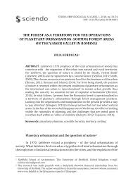 Pdf The Forest As A Territory For The Operations Of Planetary Urbanisation Sorting Forest Areas On The Vasser Valley In Romania