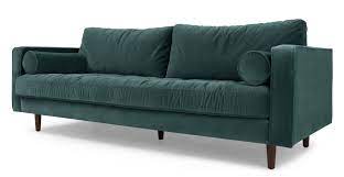Scott 3 Seater Sofa Petrol Cotton Velvet Sofa Wohnzimmer Orange 3 Sitzer Sofa