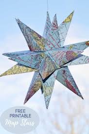 How To Make Gorgeous Free Printable Map Star Decorations Map Crafts Crafts Diy Craft Projects