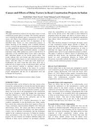 Pdf Causes And Effects Of Delay Factors In Road Construction Projects In Sudan