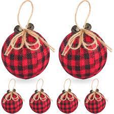 Buffalo plaid, christmas ornaments, christmas decor, christmas tree decor, fabric ornaments, red plaid sassysoulsusa. Christmas Ball Ornaments Rustic Shatterproof Plaid Christmas Tree Hanging Decorations Burlap Tartan Xmas Baubles With Bell Old Fashioned Trendy Red For Holiday New Year Party Decor Pack Of 6 Walmart Canada