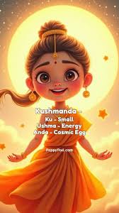 Navratri Day 4: Small and Simple story to share with your child, Kushmanda  is a goddess who has the power to create the world 🌍 with just her smile  😊! A long time ago, everything was dark and empty, ...
