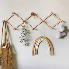 Wooden According Rack Hanger Wooden Expandable Peg Rack Etsy In 2021 Nursery Wall Hooks Unique Homewares Childrens Interiors