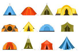Hiking And Camping Tents Vector Set Camping Icons Tent Camping Tent