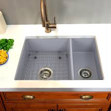 These kitchen sinks match many decor styles and are easy to maintain. Highpoint Collection 21 Inch Double Bowl Undermount Fireclay Kitchen Sink Grey Matte Overstock 30711399