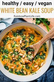 Creamy White Bean Soup With Kale And Gremolata Rainbow Plant Life Recipe White Bean Soup White Beans Bean Soup