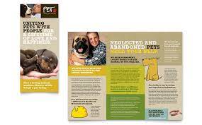 Pet adoption animal shelter brochure. Animal Shelter Pet Adoption Tri Fold Brochure Template Design