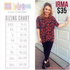 Heres A Sizing Chart The Irma Tunic Top This Top Is