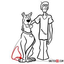 Using the oval draw a curve. How To Draw Scooby Doo And Shaggy Rogers Sketchok Easy Drawing Guides