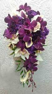 Cascading Dark Purple Orchid Bouquet Google Search Wedding Bouquets Purple Orchids Purple Orchid Bouquet Purple Wedding Bouquets