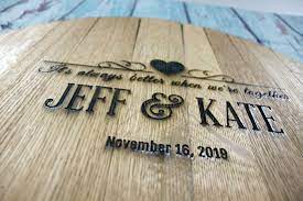 This wedding guest book is made from a reclaimed kentucky bourbon barrel head that measures roughly 21 in diameter. Customize Your Wedding Guest Book Alternative Whiskeymade