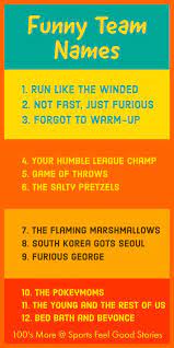 Funny Team Names For Your Squad Or Group Sports Feel Good Stories