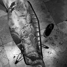 Black And White Ocean Sleeve Tattoo Designs Ocean Black And Grey Ink Shaded Mens Leg Sleeve Tattoo Ocean Sleeve Tattoos Leg Sleeve Tattoo Sleeve Tattoos