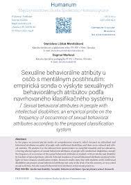 Sexuálne behaviorálne atribúty u osôb s mentálnym postihnutím: empirická  sonda o výskyte sexuálnych behaviorálnych atr