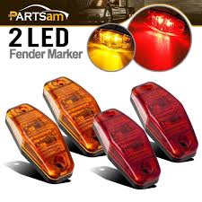 Partsam 2 Amber 2 Red 2 54x1 06 Side Marker Light Amber Red Lens Truck Trailer Lights Clearance Universal Trailer Accessories Towing Trailer Diodes